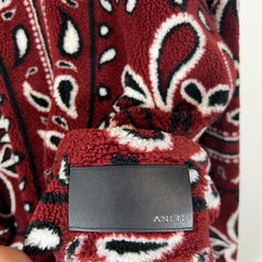 Amiri Red Bandana Polar Fleece Hoodie Size L
