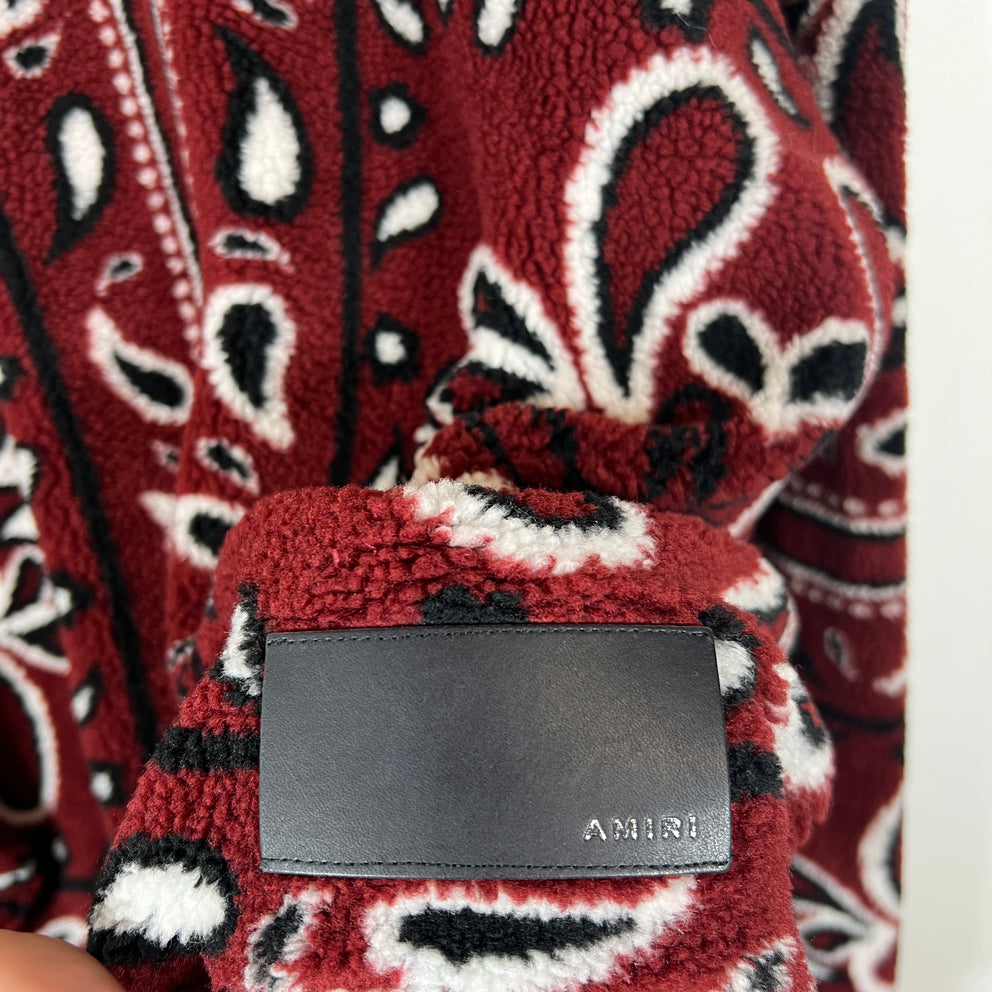 Amiri Red Bandana Polar Fleece Hoodie Size L