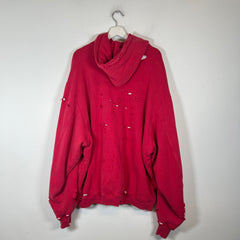 Balenciaga Red Destroyed Layered Hoodie Size XS