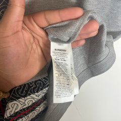 Burberry Grey Monogram Stipe Polo Size L