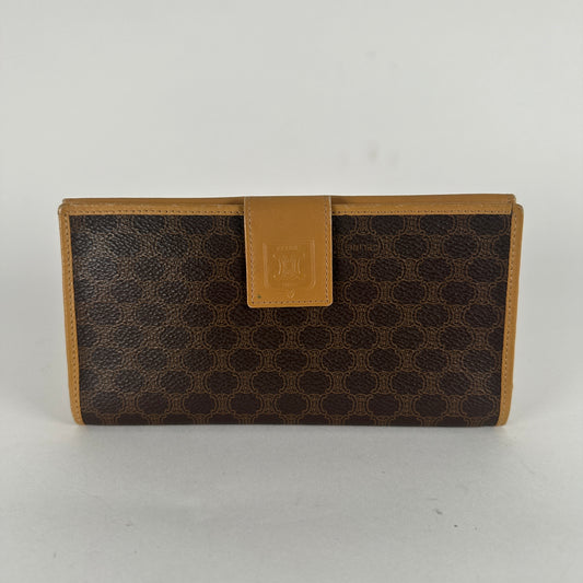 Celine Brown Macadam Leather Long Wallet