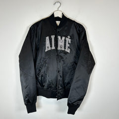 Aime Leon Dore Black Embroidered Bomber Jacket Size M