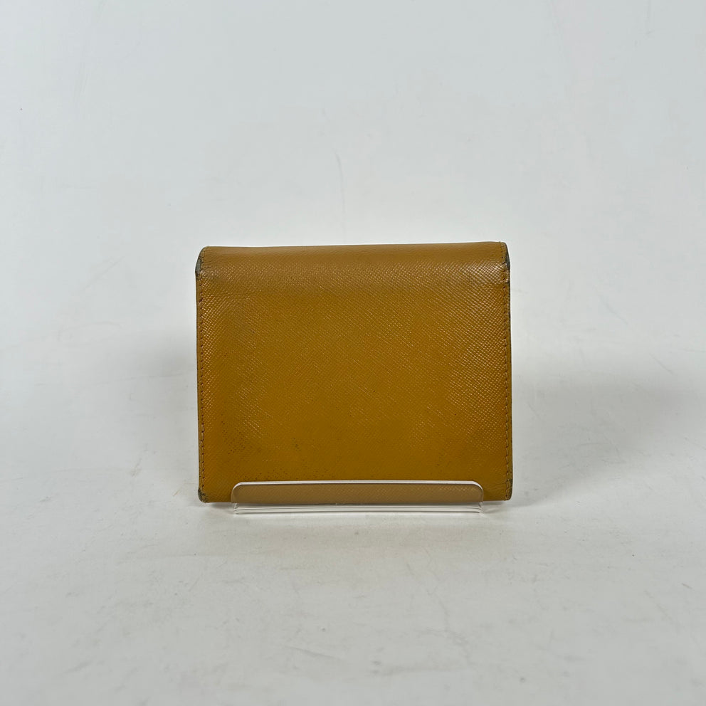 Prada Yellow Saffiano Trifold Wallet