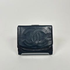 Chanel Black Lambskin Leather Mini Bi-Fold Wallet