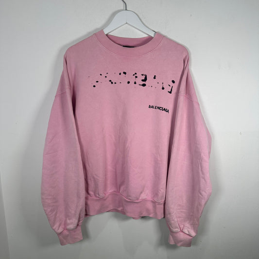 Balenciaga Pink 'Hand Drawn' Logo Sweatshirt Size S