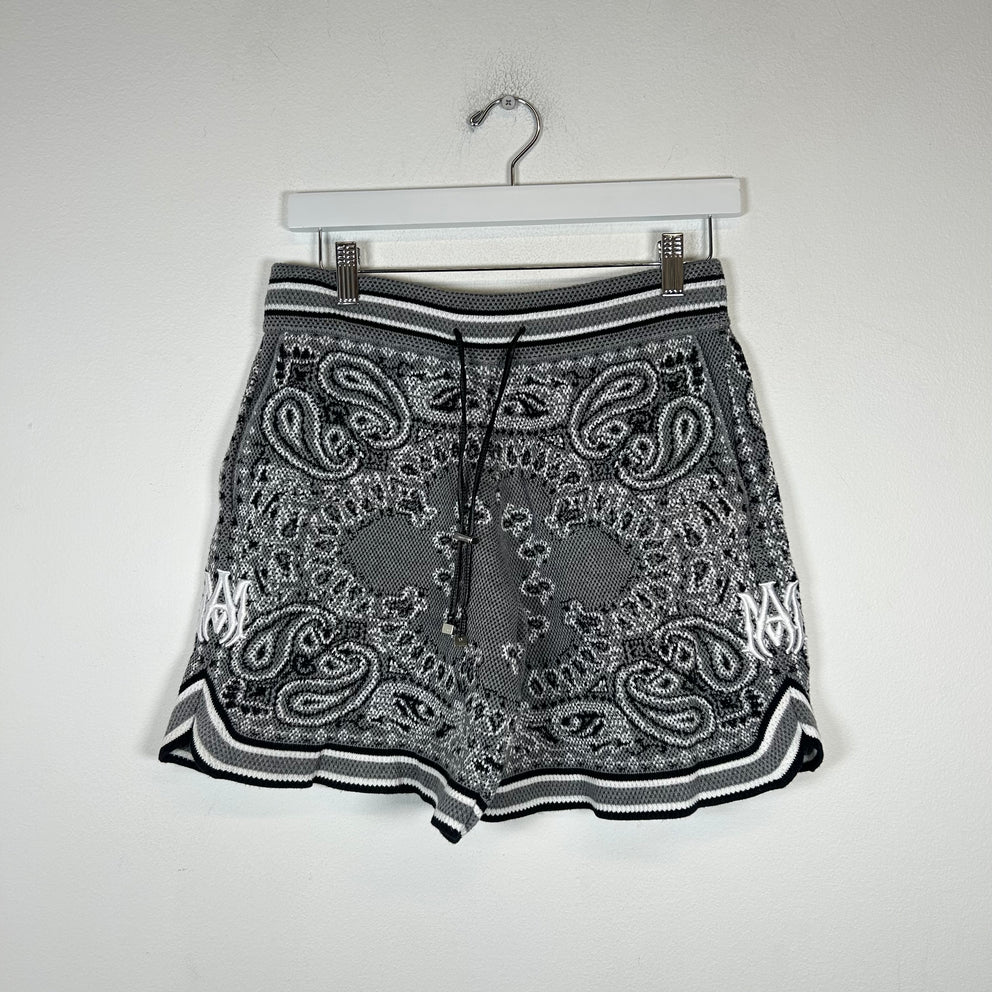 Amiri Grey MA Paisley Shorts Size S