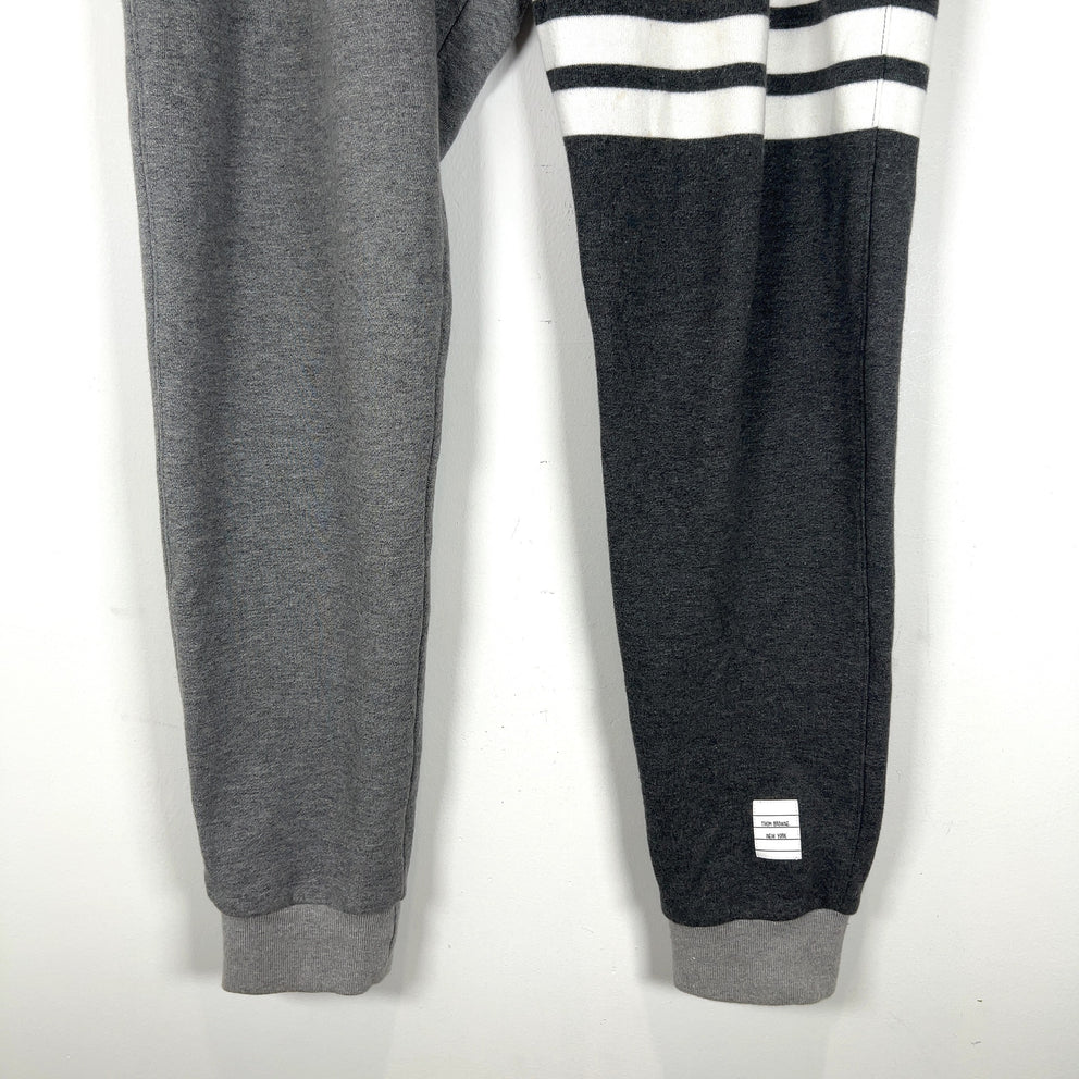 Thom Browne Grey Color Block 4-Bar Sweatpants