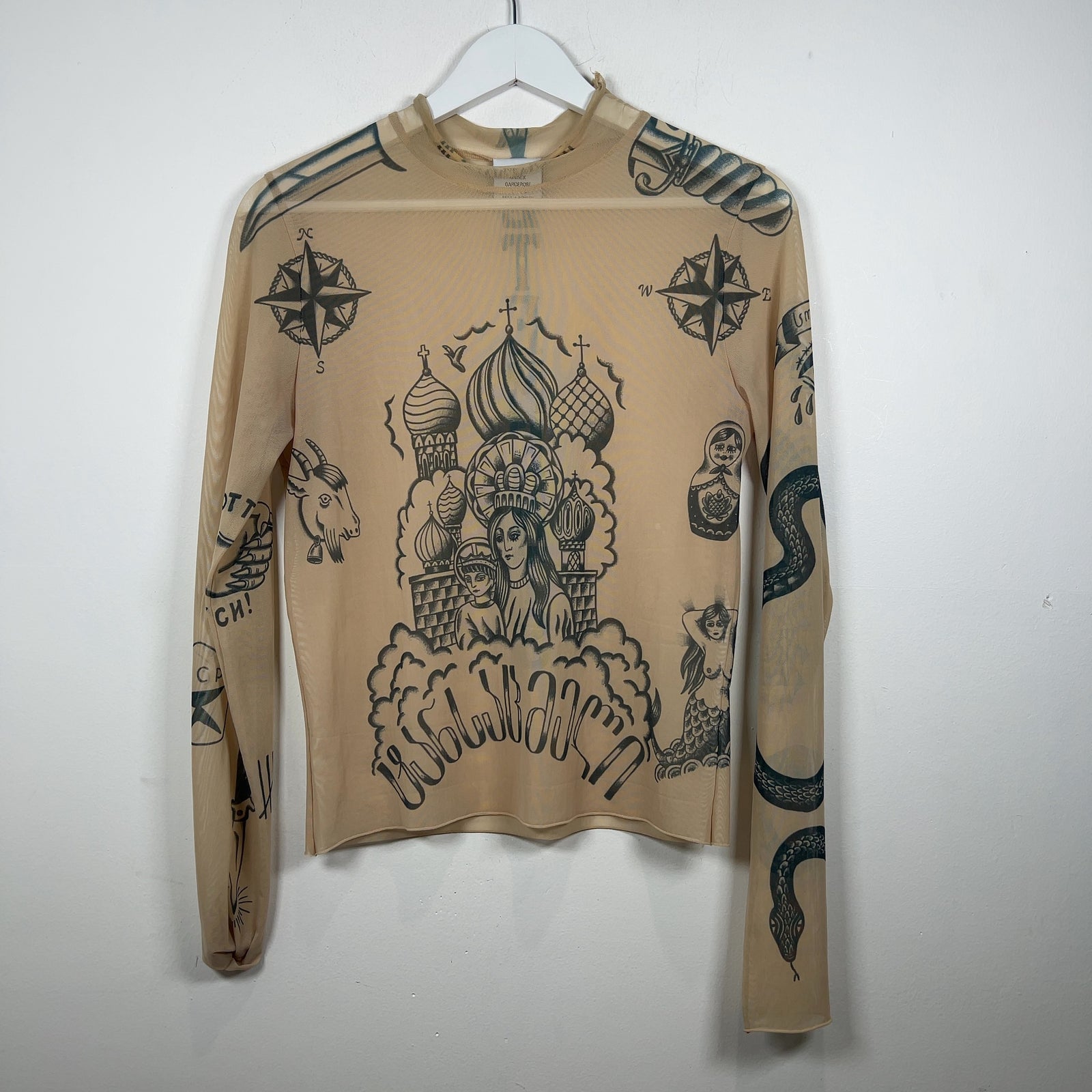 Vetements 'Tattoo' Mesh Long-Sleeve Turtleneck Longsleeve