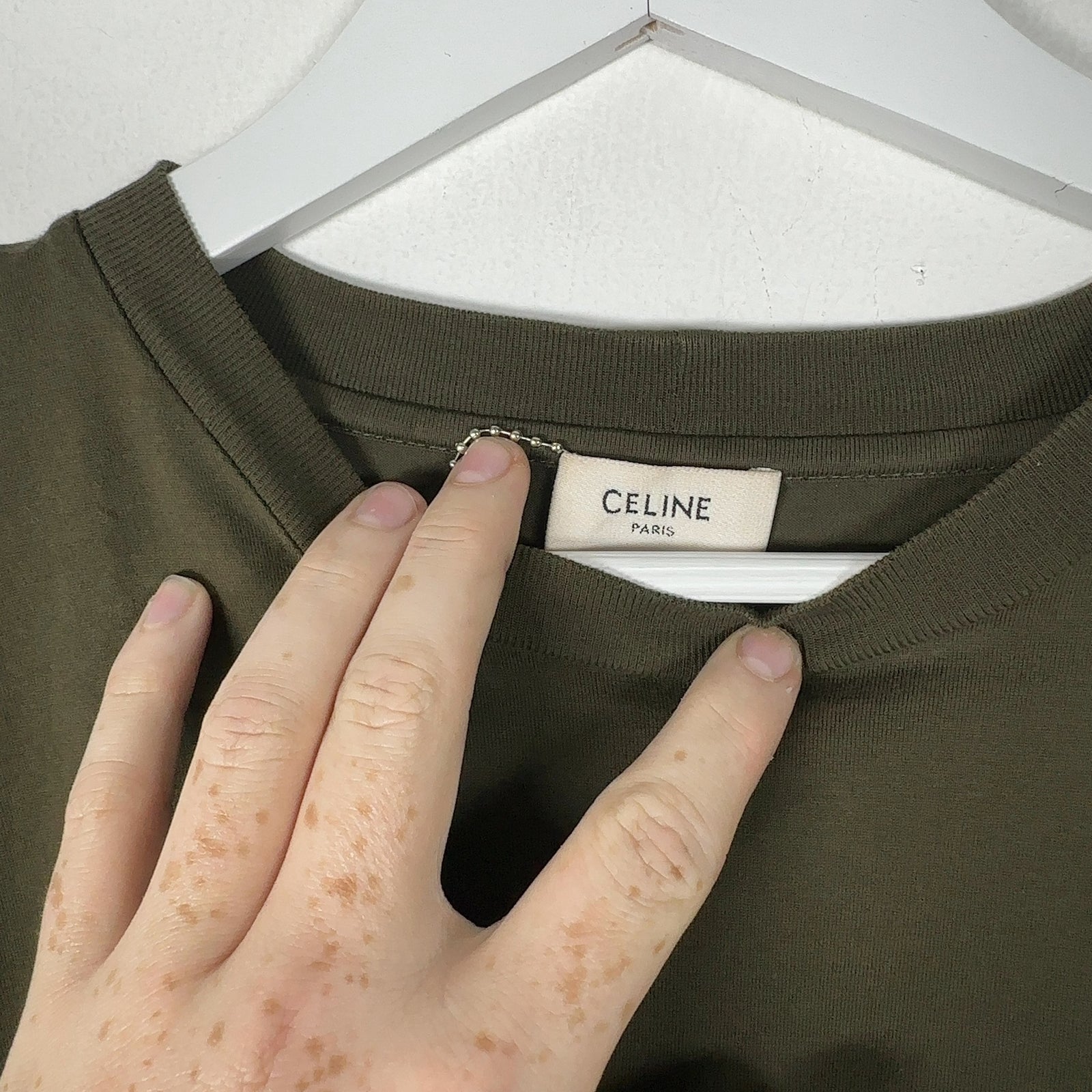 Celine Green Spell Out Logo T-Shirt