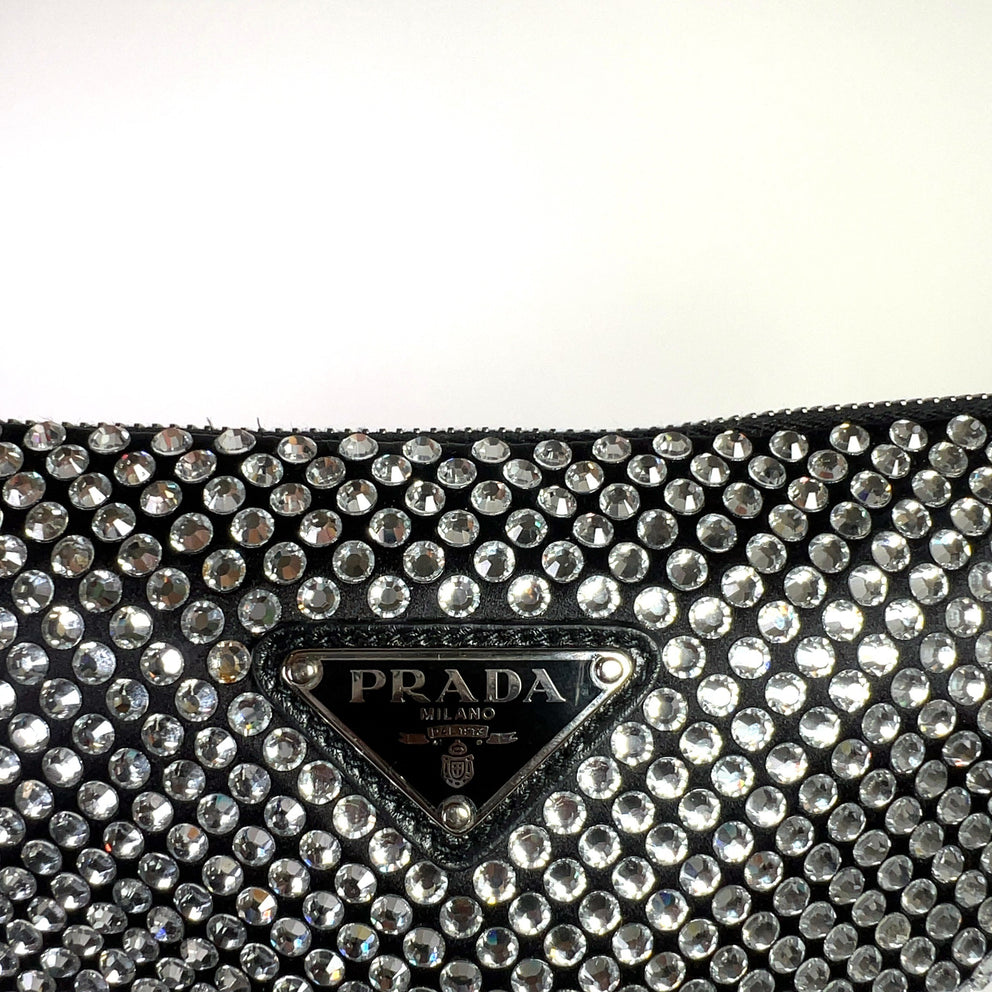Prada Crystal Embellished Triangle Logo Bag