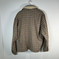 Chrome Hearts Beige & Brown Plaid Sherling Flannel Jacket Size XL