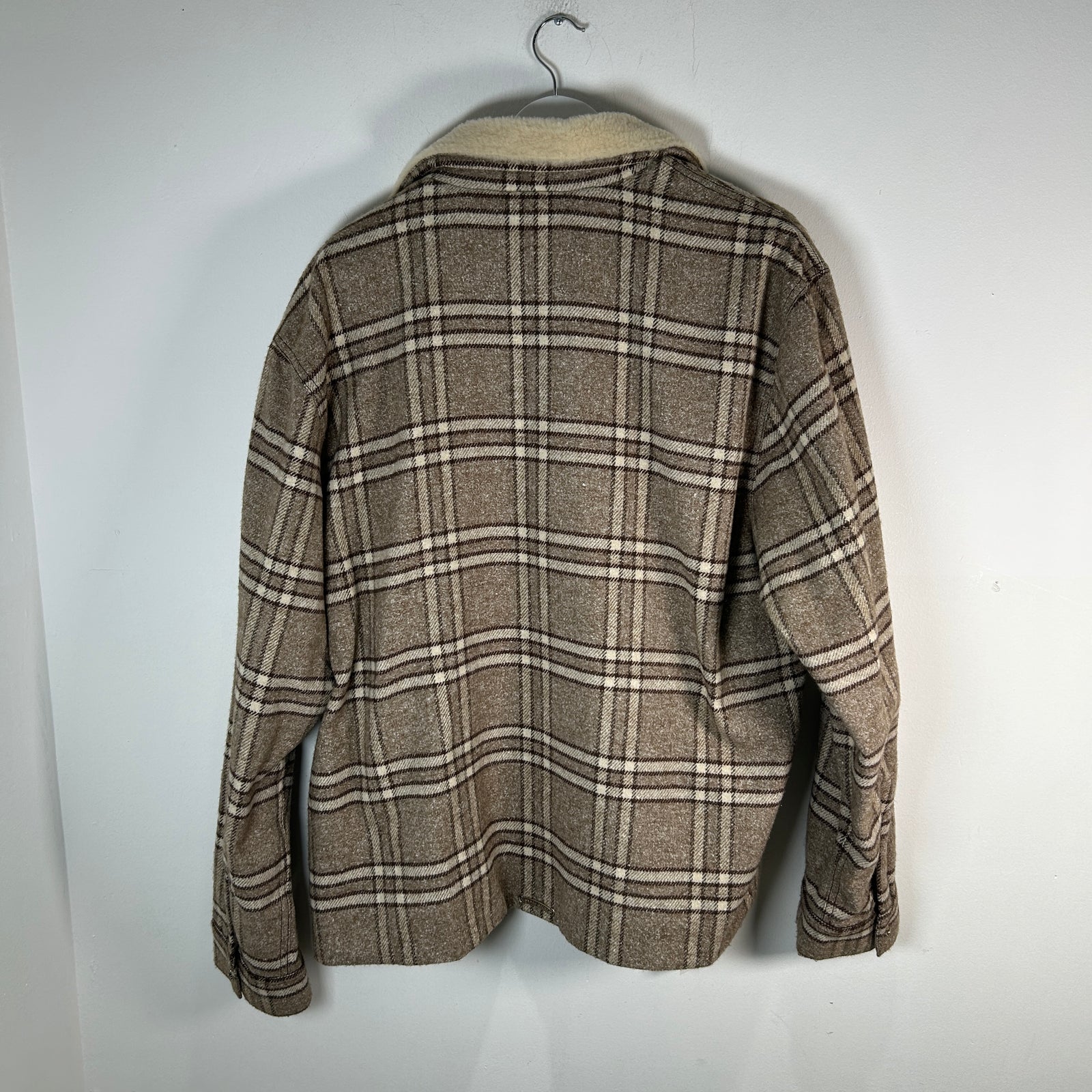 Chrome Hearts Beige & Brown Plaid Sherling Flannel Jacket Size XL
