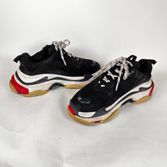 Balenciaga Black/Red Triple S Sneakers Size 38