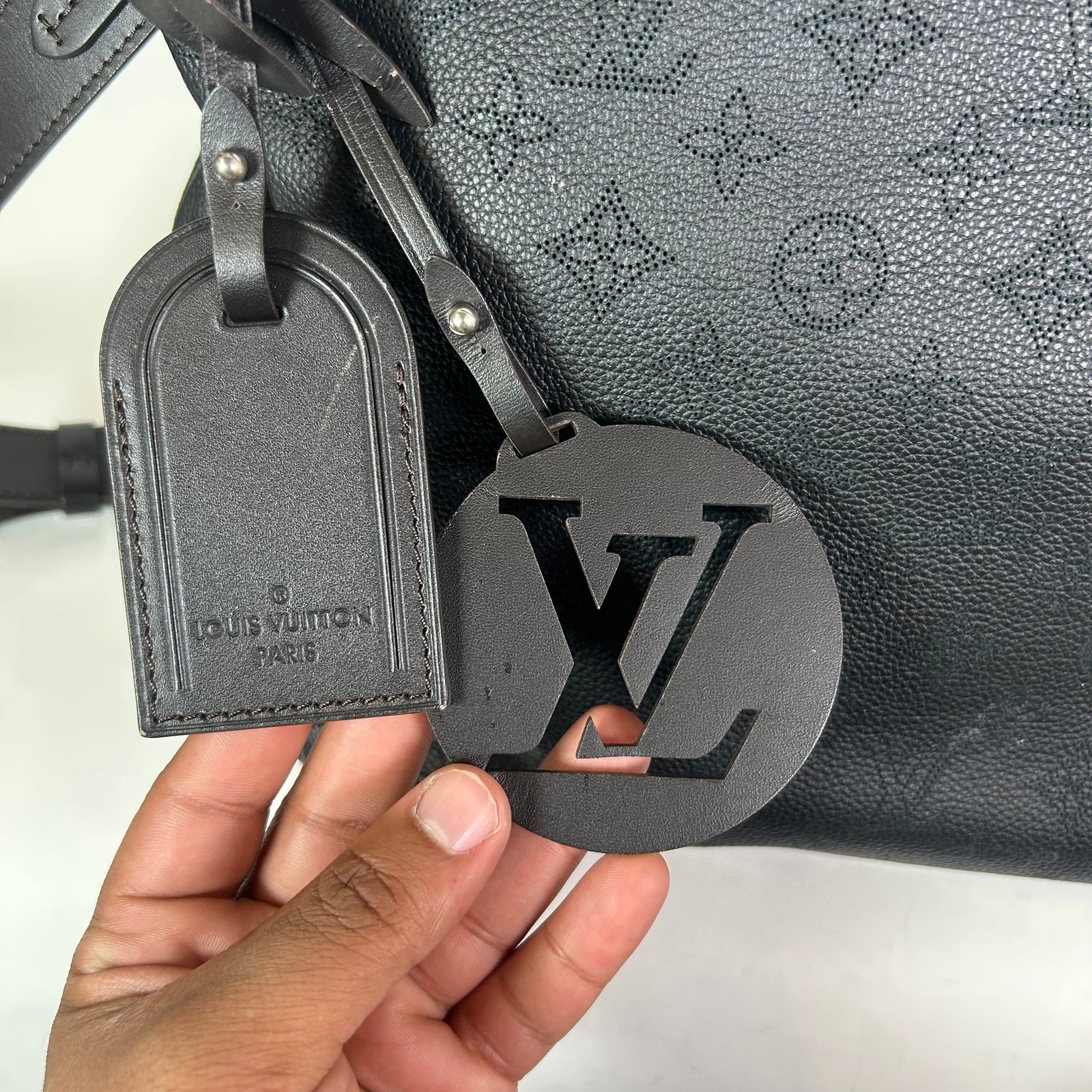 Louis Vuitton Black Beaubourg Mahina Hobo MM Bag