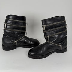 Raf Simons AW06 Black 'Accordion' Zipper Boots Size 8