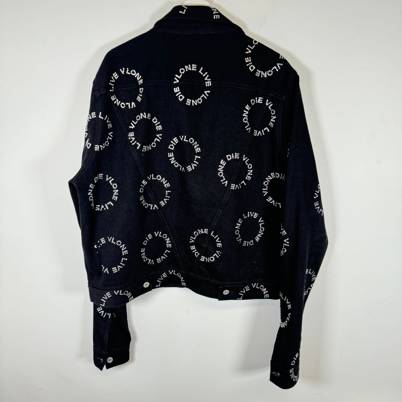 Vlone Black Rhinestone Denim Jacket Size L