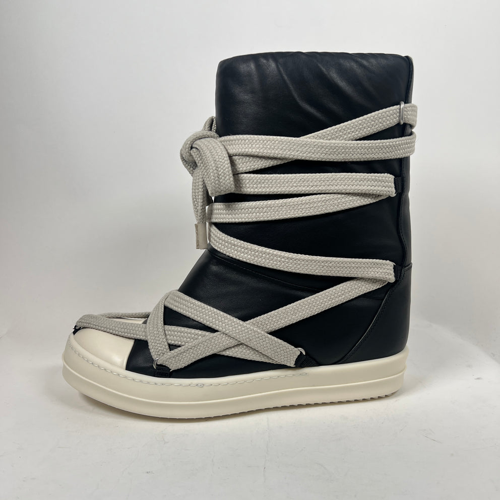 Rick Owens Black/Milk Jumbolace Megalaced Boots Size 41