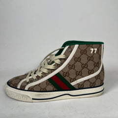 Gucci Beige Tennis 1977 Canvas High-Top Sneaker Size GG 38.5