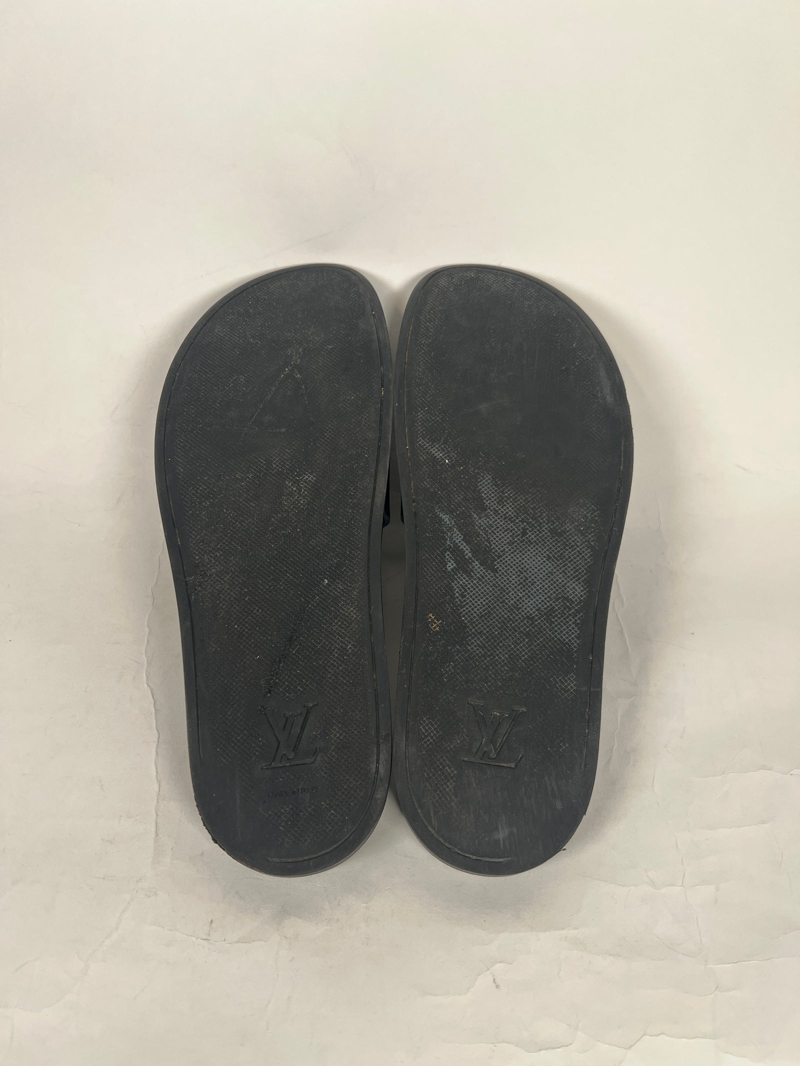Louis Vuitton Graphite Monogram Leather Slides Size LV 12