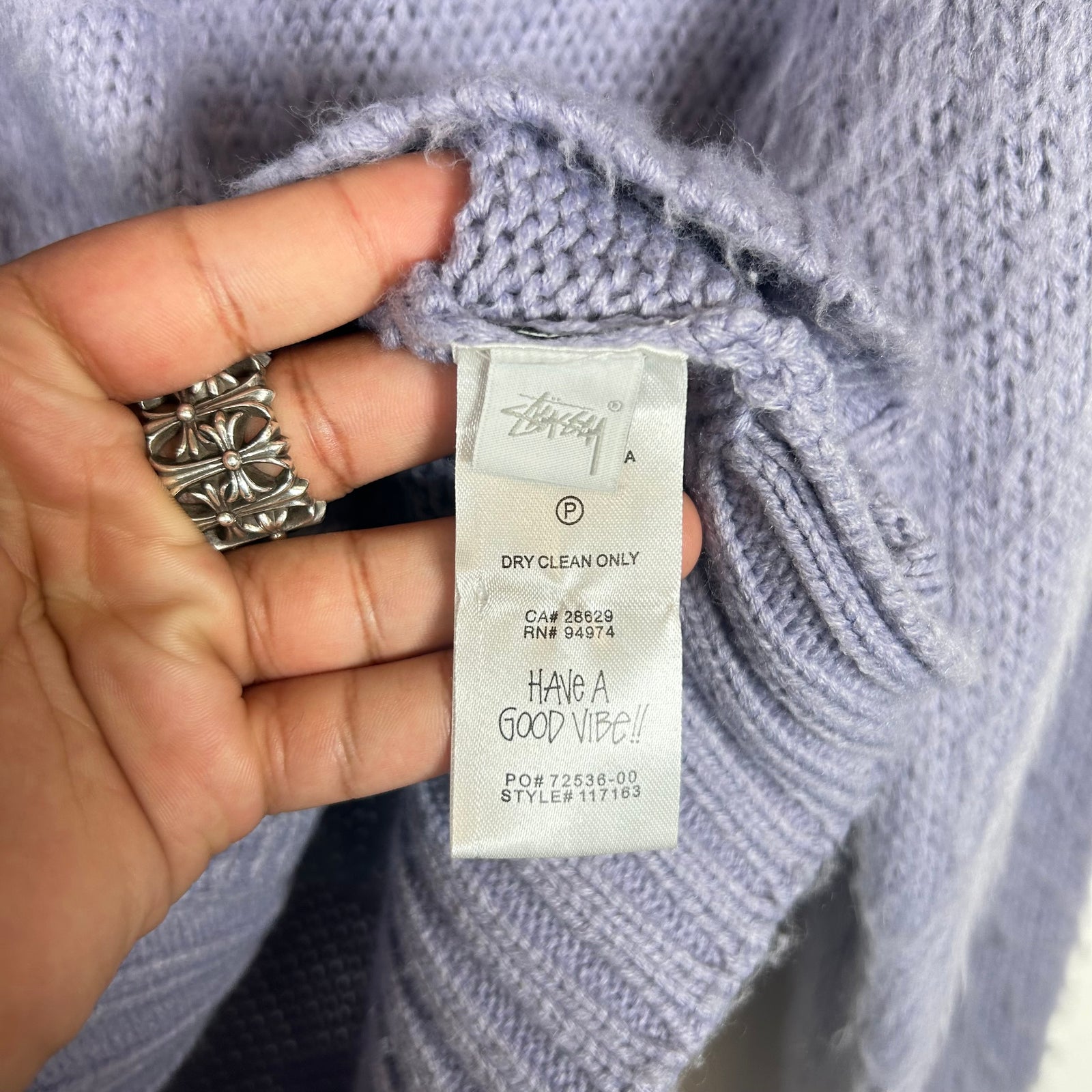 Stussy Lavender Shaggy Cardigan Size M