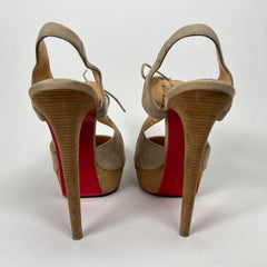 Christian Louboutin Beige Lasagi 140 Suede Slingback Pumps Size 39