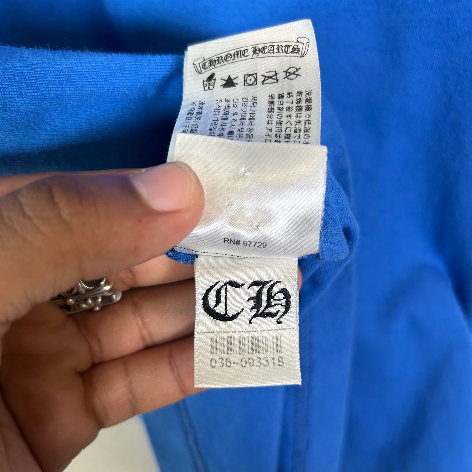 Chrome Hearts Blue Scroll Logo T-Shirt
