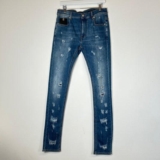 1017 Alyx Mid Blue Super Skinny Treated Jeans Size 34