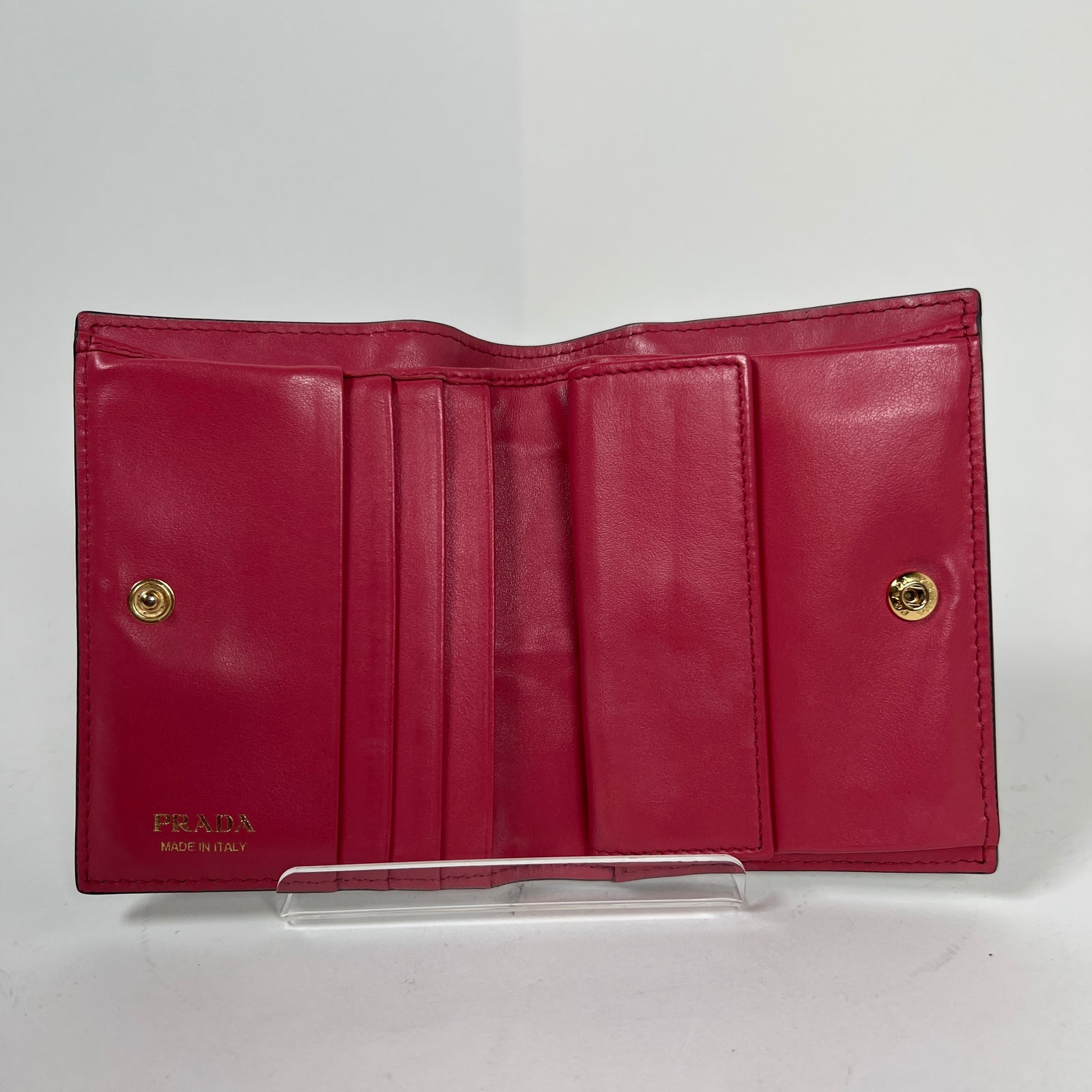 Prada Black/Pink Saffiano Leather Wallet