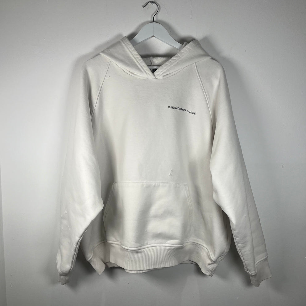 Enfant Riches Deprimes SS18 Valet Slip 'Indicates Damage' White Hoodie Size XL