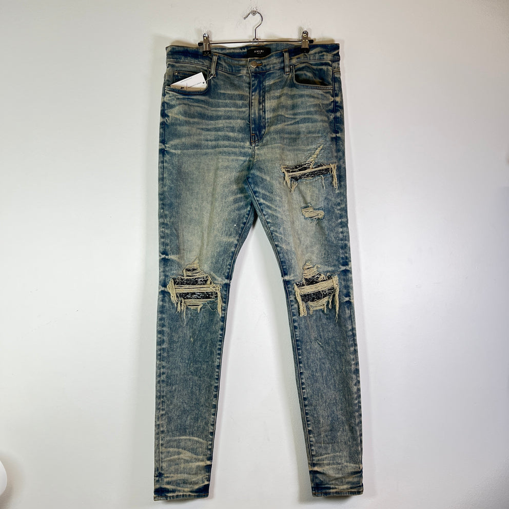 Amiri Dirty Indigo Bandana MX1 Jeans