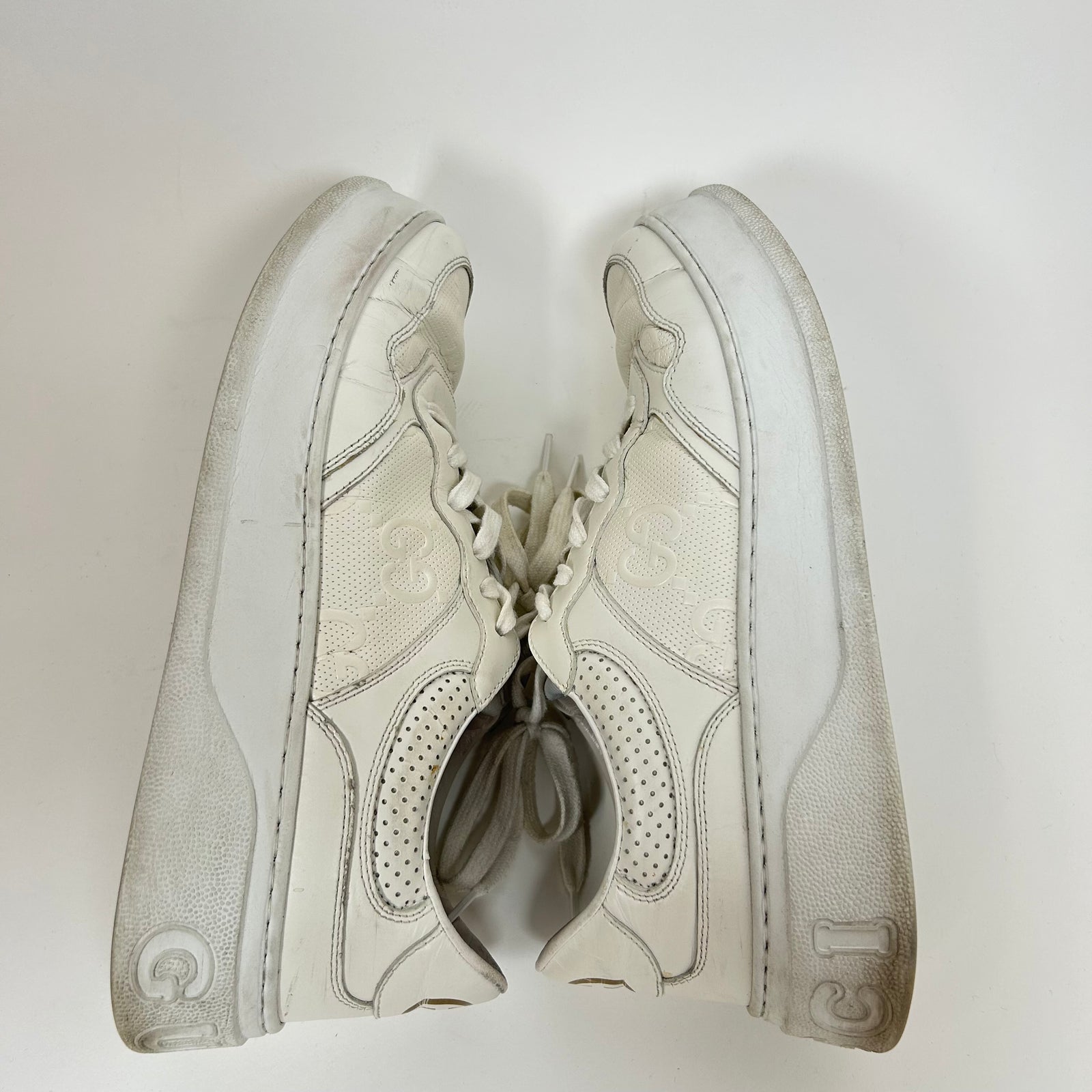 Gucci White GG Embossed Sneakers Size 10
