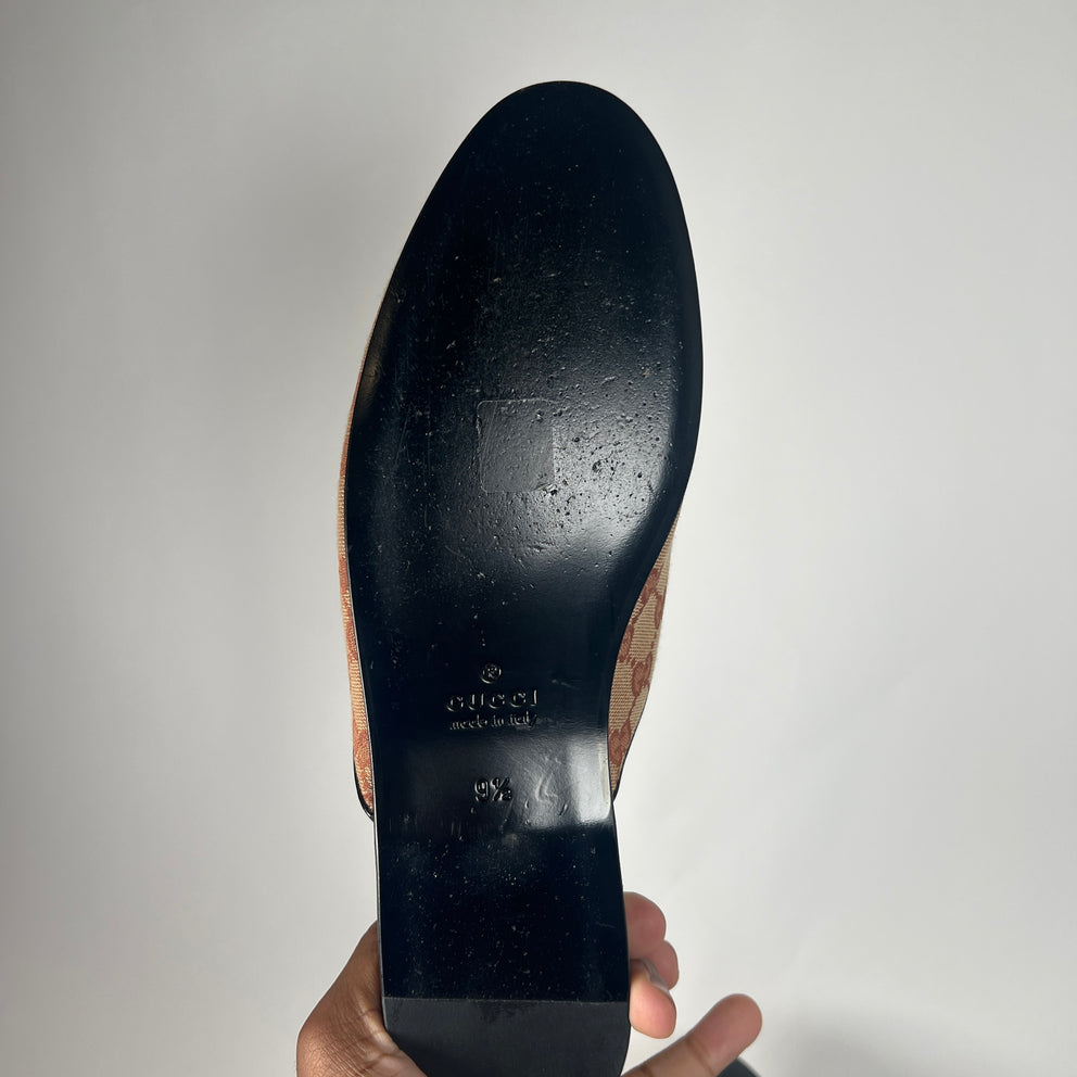 Gucci Beige LA Angels GG Monogram Mules Size GG 9.5