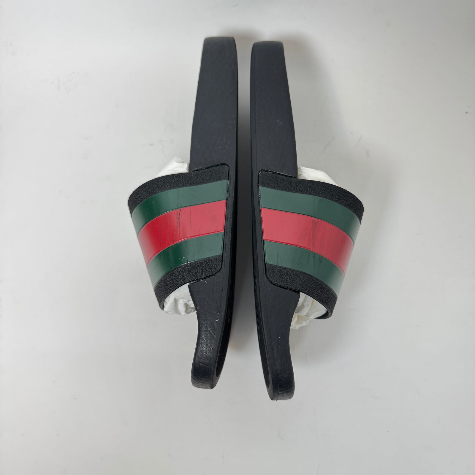 Gucci Black Web Stripe Slides Size GG 9