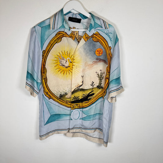 Amiri Landscape Frame Silk Bowling Shirt Size M