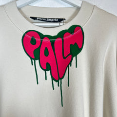 Palm Angels Beige Spray Heart Crewneck Size XXL