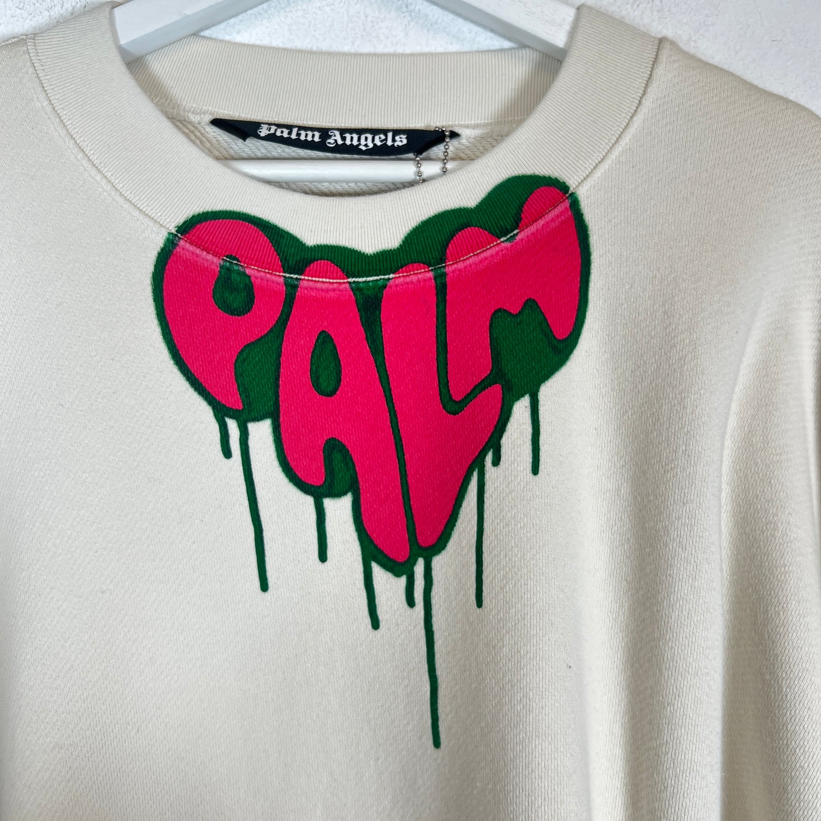 Palm Angels Beige Spray Heart Crewneck Size XXL