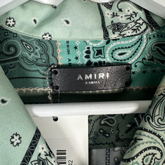 Amiri Green Paisley Silk Shirt Size XS