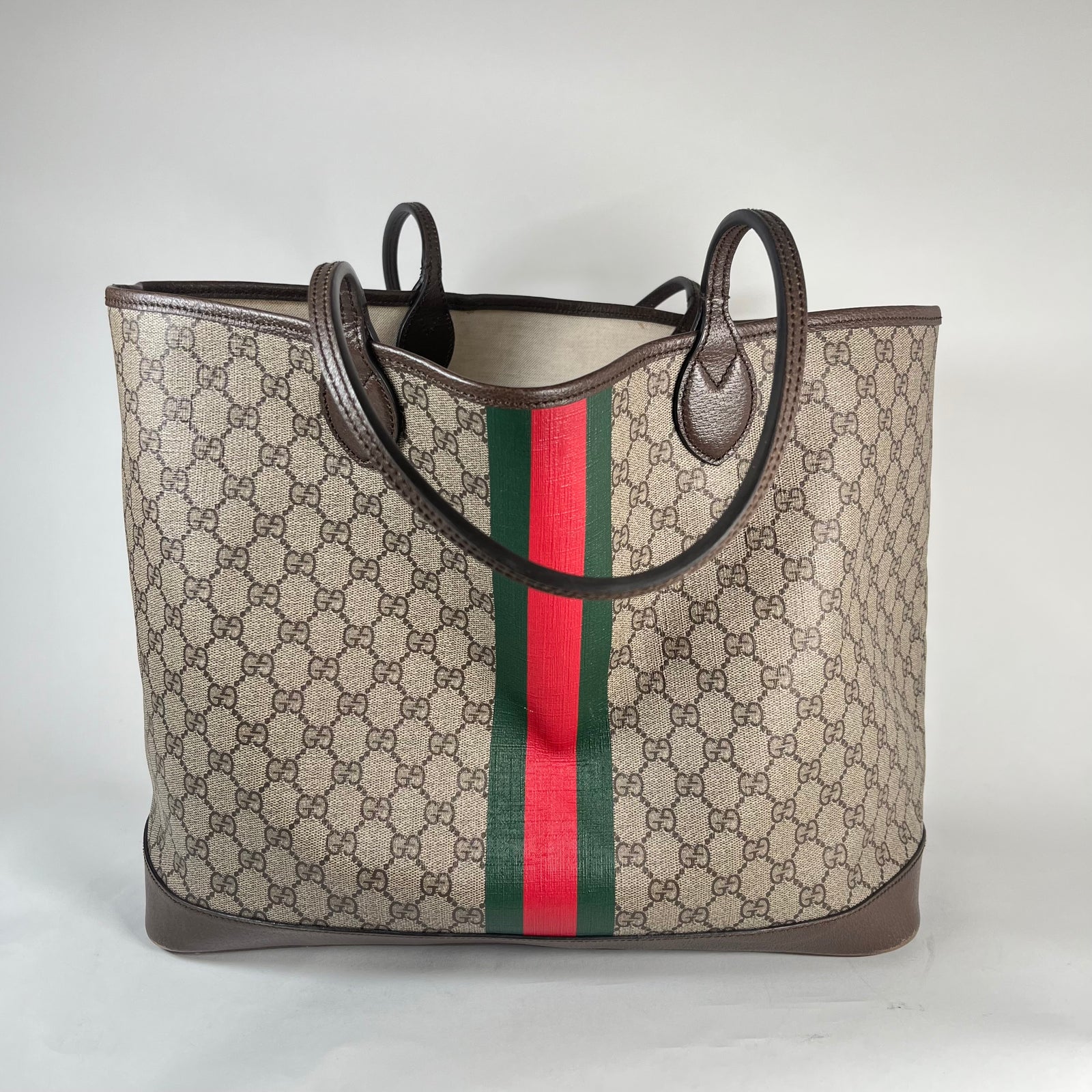 Gucci Large GG Supreme Ophidia Leather Tote W/ Wallet