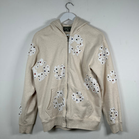 Denim Tears Cream Crystal Wreath Zip-Up Hoodie Size M