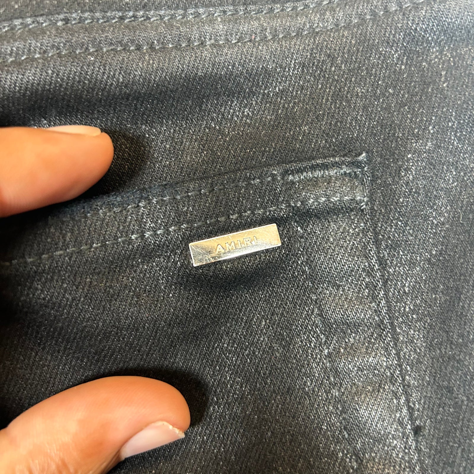 Amiri Black/Black Leather Patch MX1 Jeans Size 34