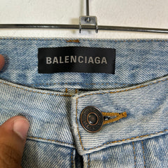 Balenciaga Lightwash Distressed Relaxed Fit Jeans