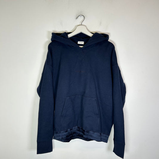 Saint Laurent Navy Embroidered Logo Hoodie Size L
