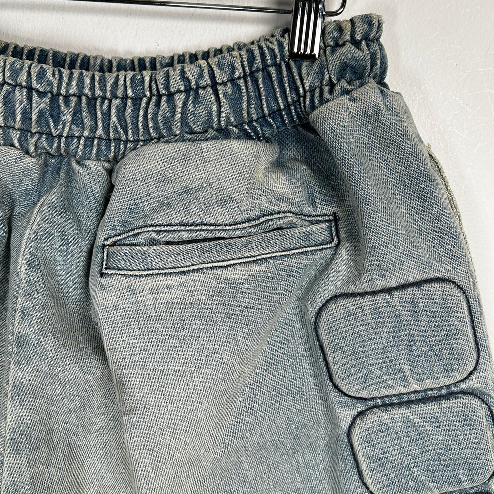 Satoshi Nakakamoto Denim Moto Shorts Size L