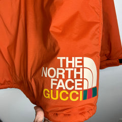 Gucci x The North Face Orange Half Zip Anorak Puffer Jacket Size XL