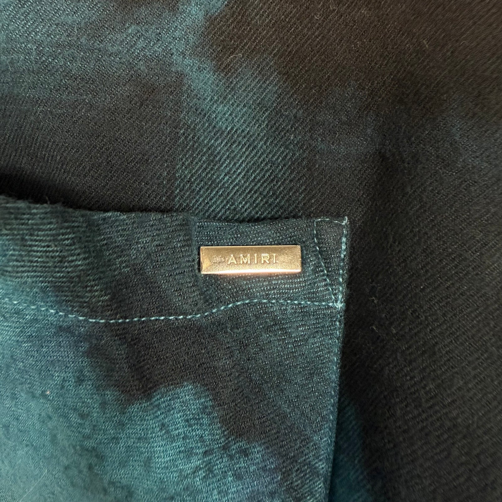 Amiri Black/Blue Tye-Dye Distressed Flannel Size X-Large