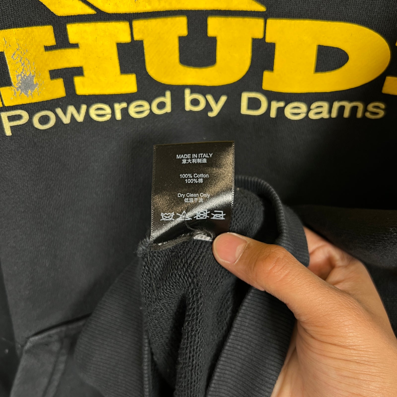 Rhude Black "Powered By Dreams" Hoodie Size L