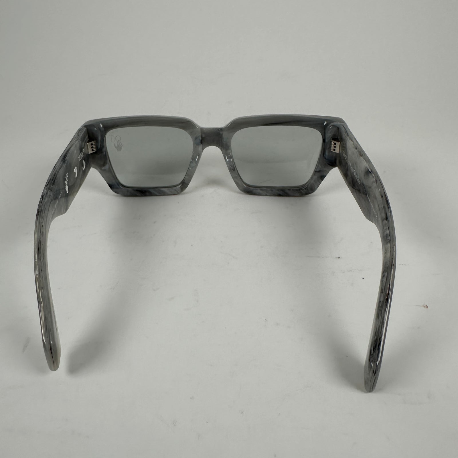 Off-White Gray Marble Arrow Square Frame Sunglasses