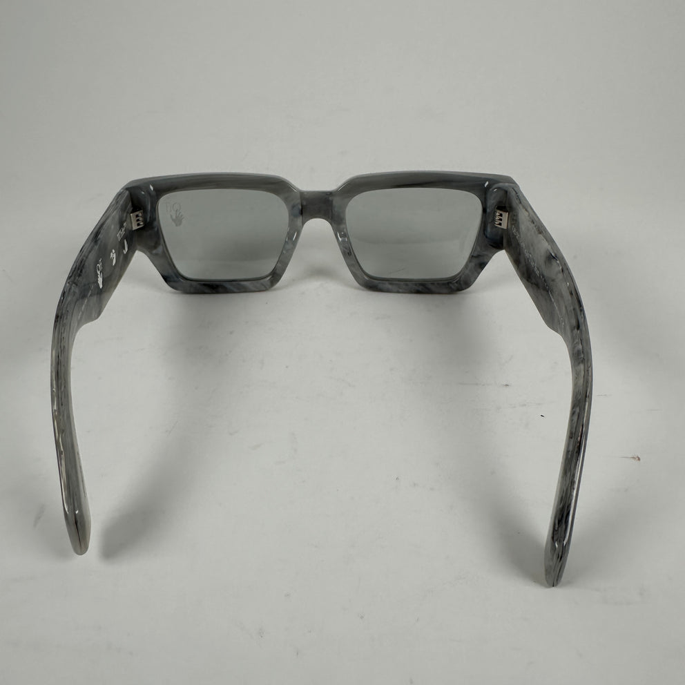 Off-White Gray Marble Arrow Square Frame Sunglasses