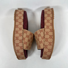 Gucci GG Canvas Platform Sandals Size 38