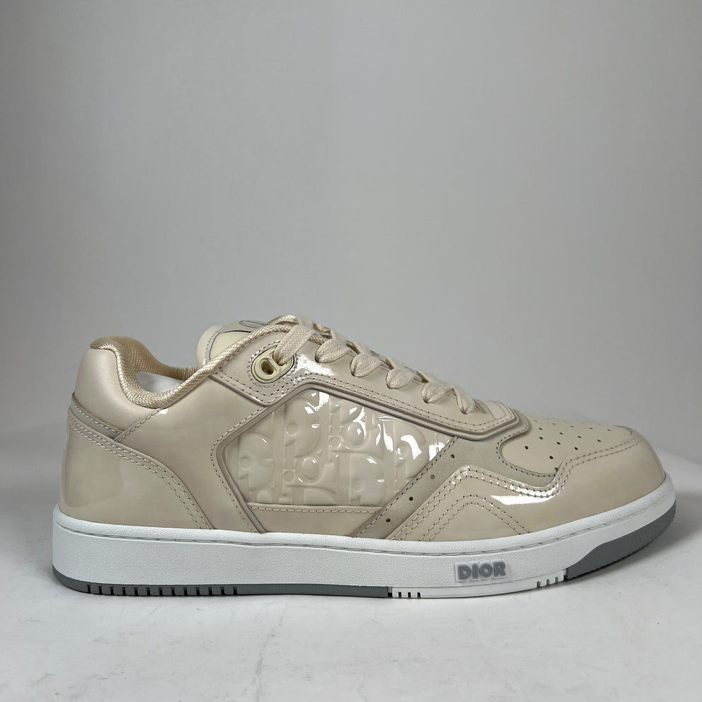 Dior B27 Beige Patent Leather Oblique Sneaker Size 46